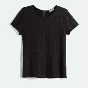 EUC Market & Spruce Hand Crocheted Front Mixed Material Black Top